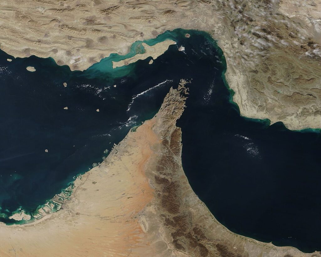Photo via Wikipedia (Strait of Hormuz)
